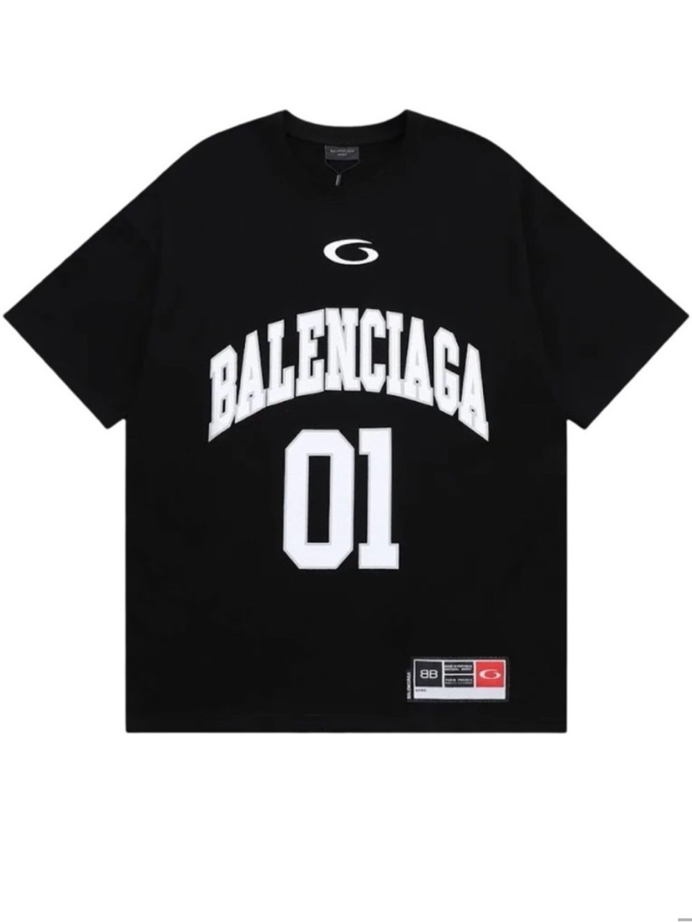 Balenciaga Black and White Arch Logo '01' Jersey Tee